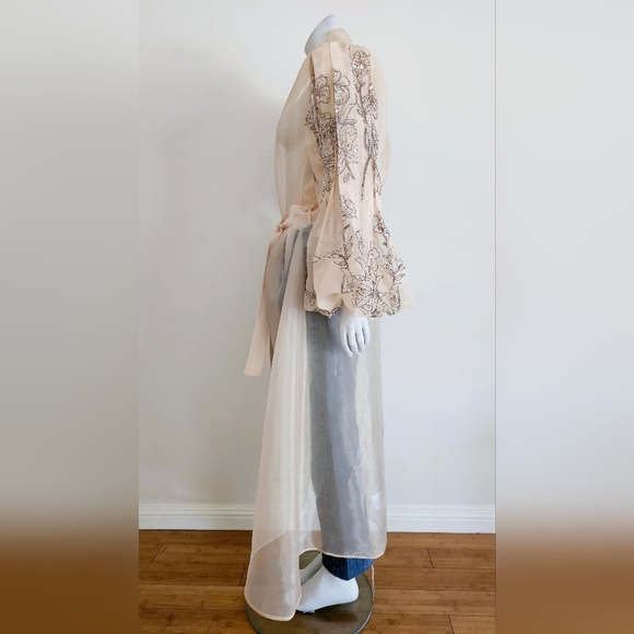 Not So Serious Kimono Embellished Sheer Duster Top Anthropologie - Picture 4 of 11
